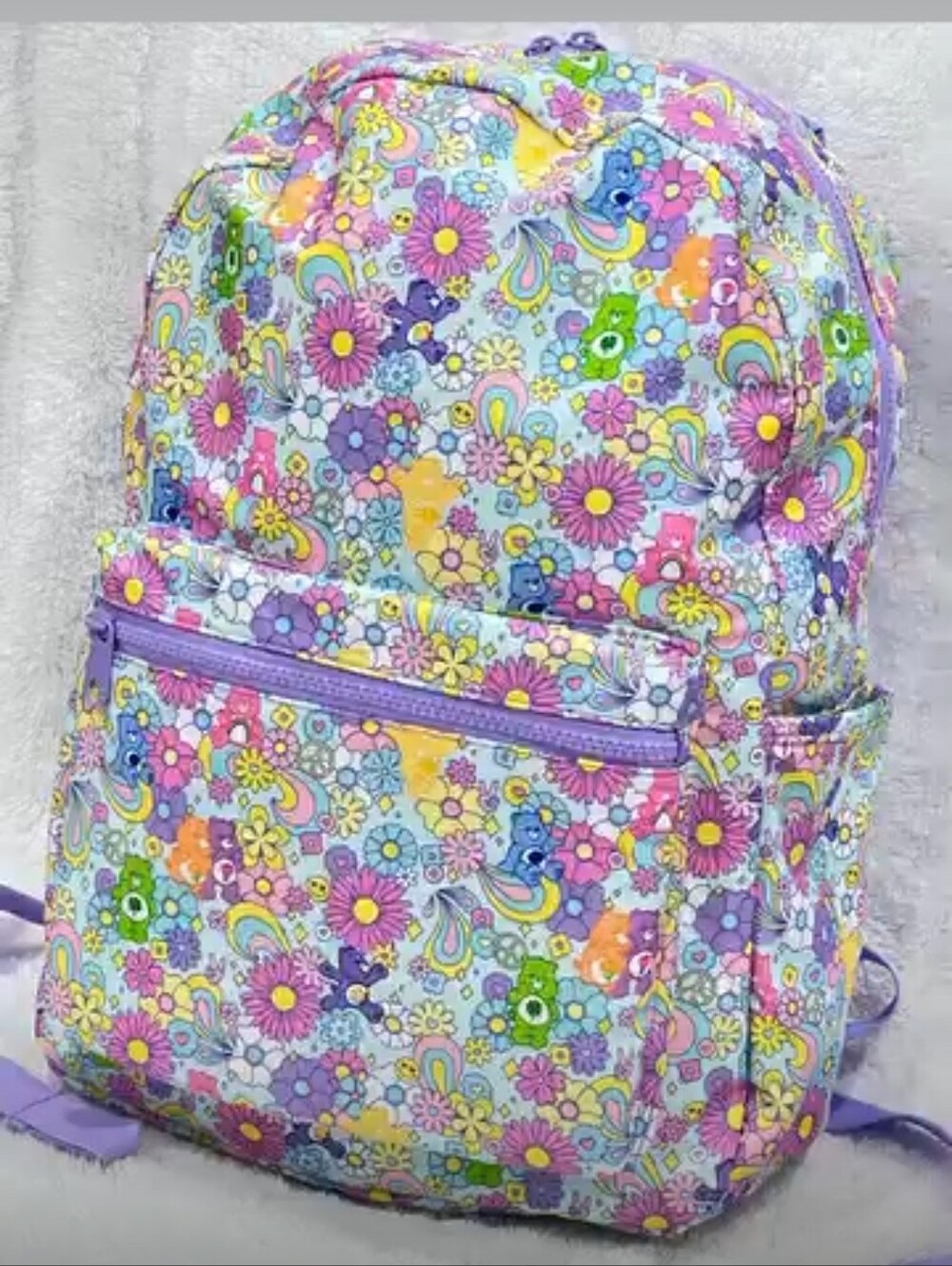 Bioworld Multicolor Floral & Rainbow Kids Backpack with Purple Accents